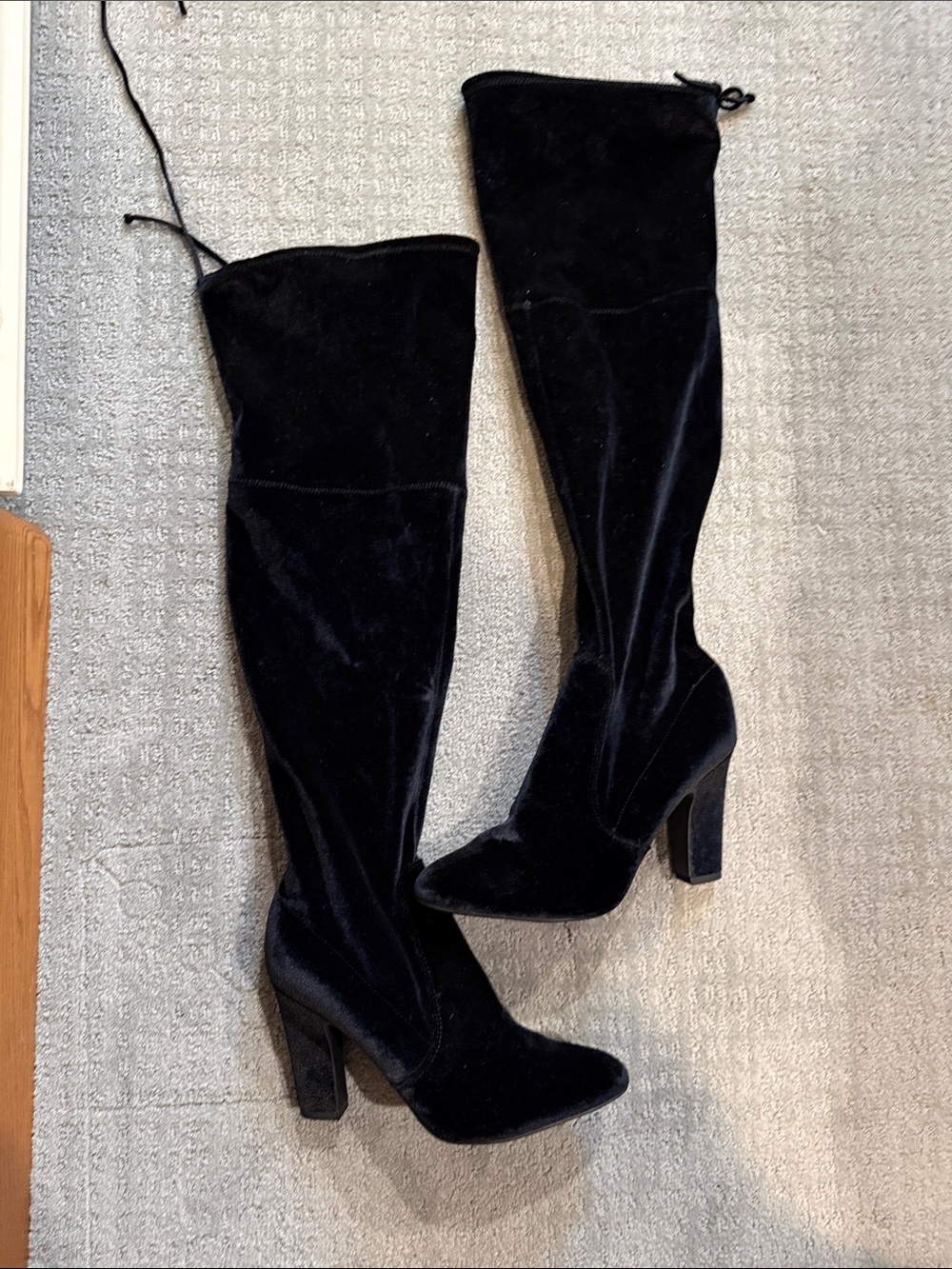 Unisa Black Over-the-Knee Velvet Boots